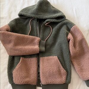 Cozy Sherpa Jacket - Green and Pink